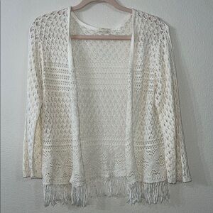 Elegant Cream Open-Front Sweater size large EUC